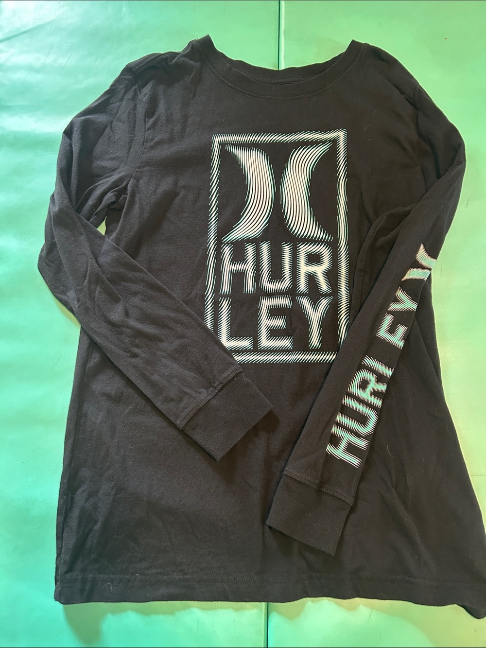 Hurley Black Long Sleeve Logo Tee with White Graphic